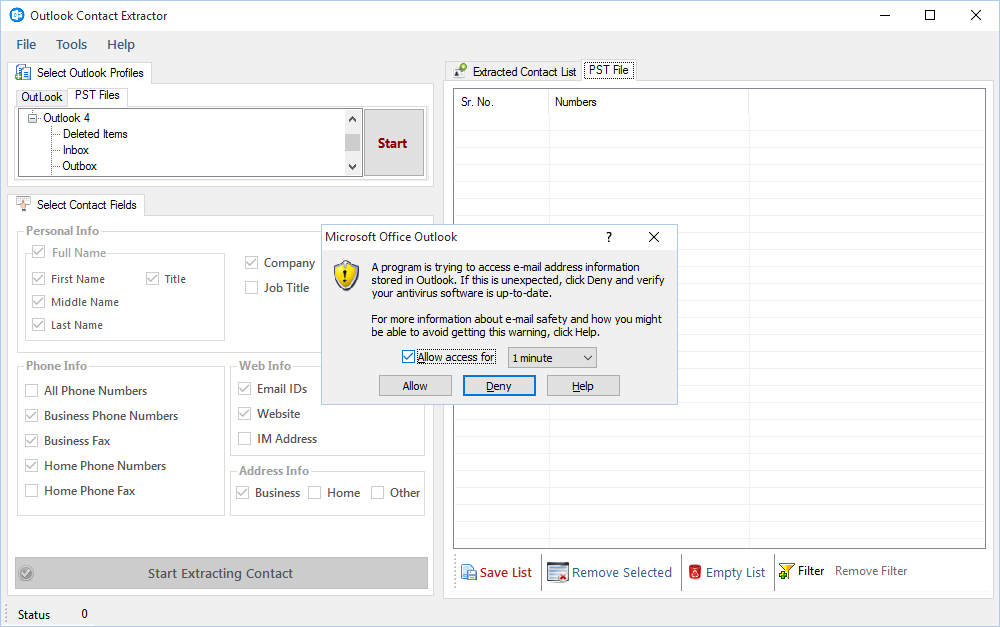 Outlook Contact Extractor